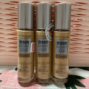Lot of 3 Maybelline Dream Radiant Liquid Foundation 80 Cashew Hyaluronic Acid